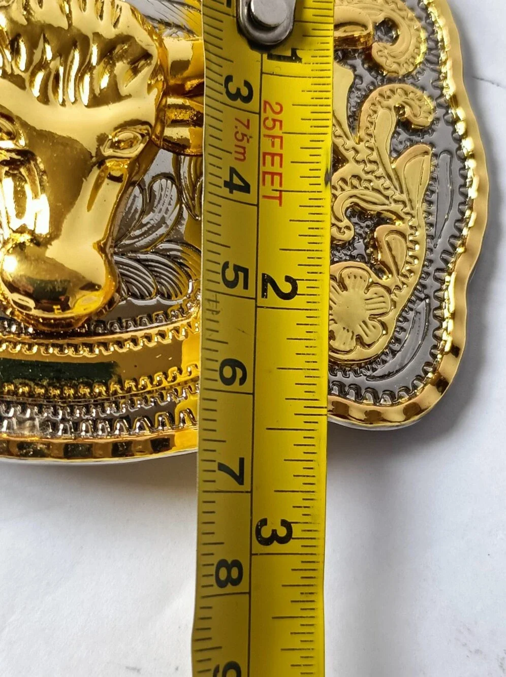 Western Gold Silver Longhorn Brass Buckle